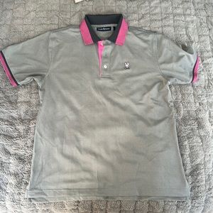 Psycho Bunny grey/pink Pique Polo